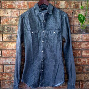 skinny fit western denim shirt in gray